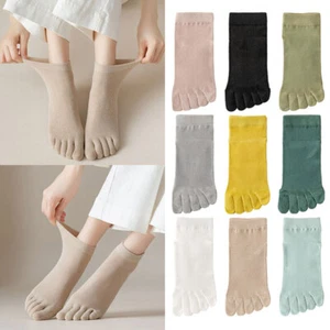 3 pairs Women Five-finger Socks Cotton Sock Toe Invisible Anti-skid Soild LOT - Picture 1 of 21