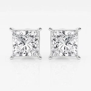 2.40 Ct Lab Created Princess Cut Stud Earrings GRA MOISSANITE 14K White Gold - Picture 1 of 11