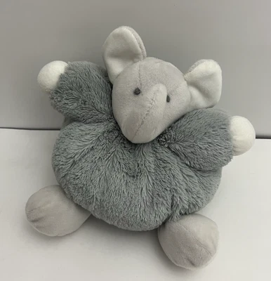 Elephant Puff Ball Plush Sitting Gray Stuffed Animal Super Soft Baby Toy Lovey - Image 1 of 4
