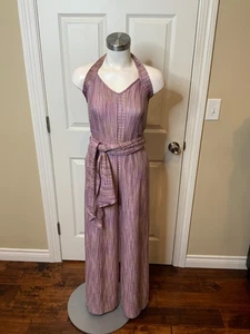 Tuta ALEXIS viola in maglia a costine senza maniche con cintura, taglia XS - Foto 1 di 8