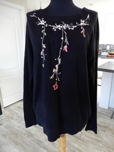 Vintage St. John's Bay Cotton Blend Embellished Black Pullover Sweater Size LG - Bild 1 von 6