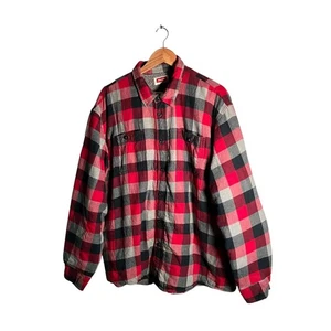 Wrangler Shirt Jacket Men's Size 2XL Red Plaid Sherpa Lined Flannel Button-Up - Picture 1 of 14