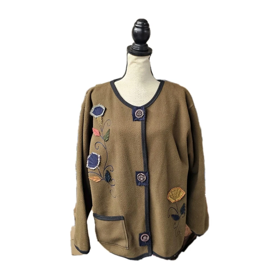 Cárdigan Chaqueta Bordada Floral Onque Informal De Colección Talla XL Flores Botones Otoño  Foto 1 de 4