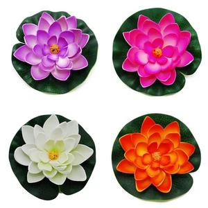 Medium Floating Pond Decor Water Lily/Lotus Foam Flower, Set of 4 - Picture 1 of 1