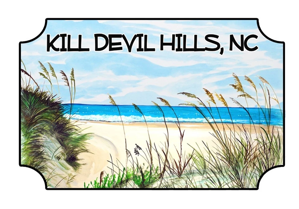 EASTARD BEACH Kill Devil Hills NC OBX Beach Scene High Quality Decal Car Truck Boat Cup Cooler