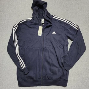 NEW Adidas Hoodie Men XLT TALL Essentials Fleece Full Zip Navy Blue IJ6478 - Picture 1 of 13