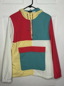 Pullover giacca a vento vintage anni 90 Y2K Empyre blocco colore 1/4 zip con cappuccio taglia small - Foto 1 di 16