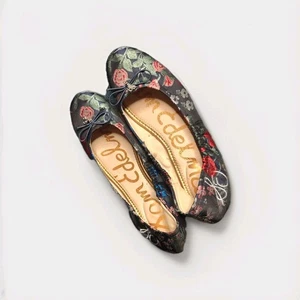 Sam Edelman 9.5M Blue Felicia Ballet Flats Floral Jacquard Satin Tapestry Look  - Picture 1 of 4