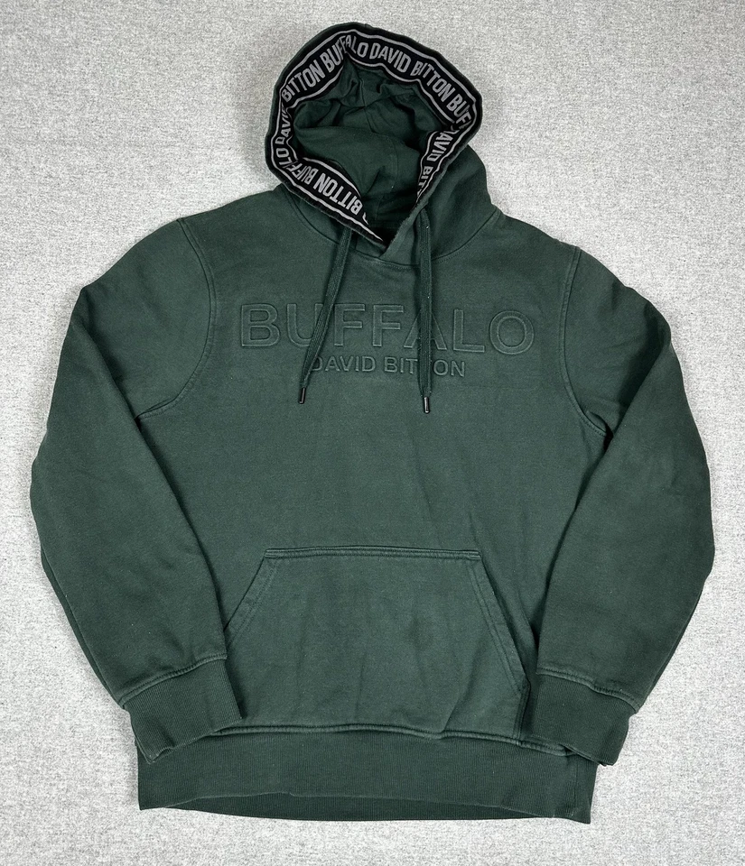 Sudadera con Capucha Buffalo David Bitton Para Hombre Mediana Verde Logo Polar Pullover Sudadera Foto 1 de 4