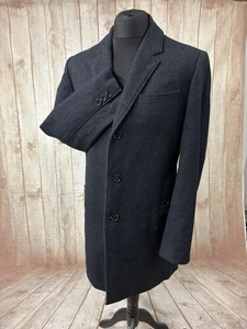 Ted Baker Uomo XL Soprabito Pea Coat Trench Lana Ricco Blu Navy Nero 5 NEVADA - Foto 1 di 21