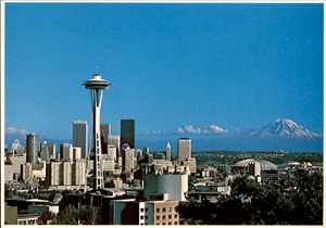 Postcard The Downtown Business District Seattle Washington USA Mountains - Picture 1 of 2