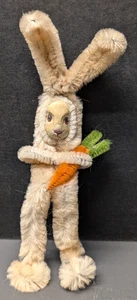 Vintage Rare Chenille Clay Face Easter Bunny Figure 6"H Japan - Picture 1 of 3