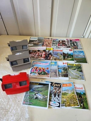 3D View-Master Vintage Red Gaf With  18 Viewmaster Slides. 2 Brown Viewmasters. - Image 1 of 4