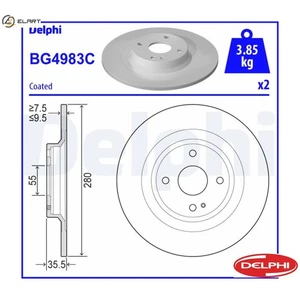 2x BRAKE DISC BG4983C FOR FIAT MAZDA ROADSTER/Targa/IV MX-5/RF/MIATA  ABARTH - Picture 1 of 9