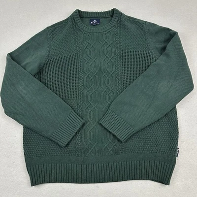 Suéter Ben Sherman Hombre Grande Verde Cuello Redondo Manga Larga Pullover Tejido con Cable L Foto 1 de 4