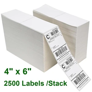 2500 4x6 Fanfold Etiquetas de envío térmico directo certificado UPS USPS se adapta a la mayoría - Imagen 1 de 6