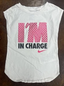 The Nike Tee Athletic Cut Size 6 (5/6 Years) White Graphic T - Picture 1 of 4