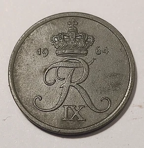 * Denmark * 2 öre  * 1964  *Zinc *  Cond.  1 +* - Picture 1 of 2