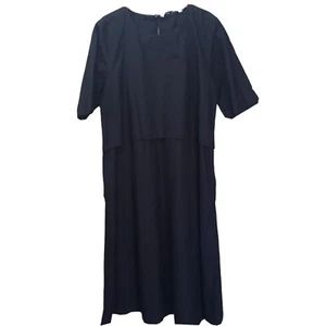 Zara Womens Dress Black L 10 Poplin Cotton Pockets Summer Lightweght Lagenlook - Picture 1 of 14