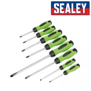 Sealey HV001 - Hi-Viz Screwdriver set 8pc Ergonomic Slotted Flat Phillips Pozi - Picture 1 of 1