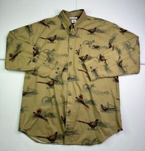 Columbia Mens River Lodge Pheasant Print Button Down Bird Hunting Shirt Size L
