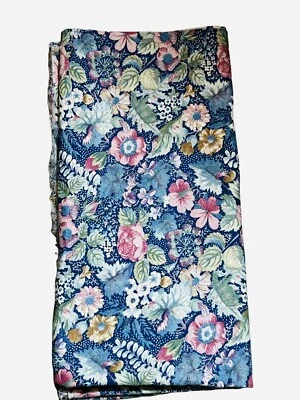 VTG Blue/Pink Floral Cotton Concord Fabric by Joan Kessler 17" x 43" Remnant - Image 1 of 2
