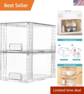 2-Pack Stackable Clear Acrylic Storage Drawers for Effortless Home Organization - Image 1 of 4