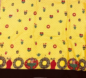 Stampa bordo cucina in tessuto anni '60 anni '70 vintage 3 yds x 33" giallo nero - Foto 1 di 4