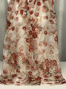 Bufanda de gasa 100 % seda morera roja rosa melocotón blanco y flores de cerezo 65x190 cm - Imagen 1 de 7