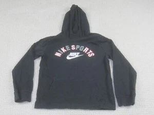Nike Shirt Boys XL Black Hoodie Pullover Sports Swoosh Logo Long Sleeve - Picture 1 of 6