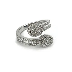 14K White Gold 1.04 ctw Diamond Bypass Ring # NYRN0641 - Picture 1 of 4