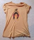 Agui Handprinted T-shirt Women's M Queen In Headdress Mustard Color