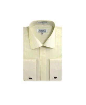 Men's Classic Cotton Blend Striped Dress Shirt #30 Jacquard French Cuff - Image 1 of 4