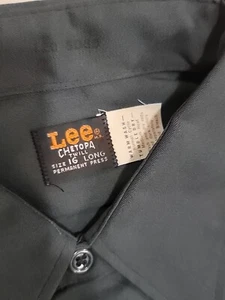 Vintage Dead Stock 60er/70er LEE CHETOPA Twill Arbeitshemd 16L/16,5L GRÜN Perman Press - Bild 1 von 17