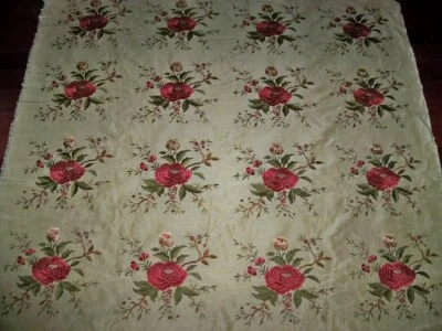BEACON HILL MATILDA JEAN BORDADO ROSAS FLORAL SEDA LINO TELA 4 YARDAS Foto 1 de 4
