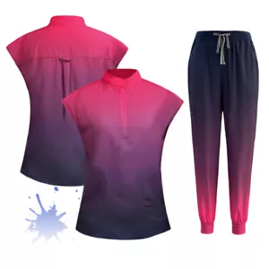 NiaaHinn Women's Medical Scrub Set - Zipper-Top & Jogger Trousers in Navy Royal - Picture 1 of 62