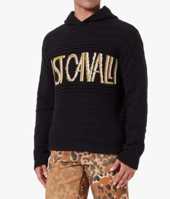 Just Cavalli hooded jumper men's black knitted size XS - oversized - Image 1 of 4