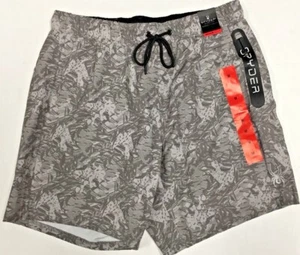 SPYDER Men's Swim Shorts Gray UPF 30 Zip Pocket Boxer Lined Trunks MEDIUM - Picture 1 of 3