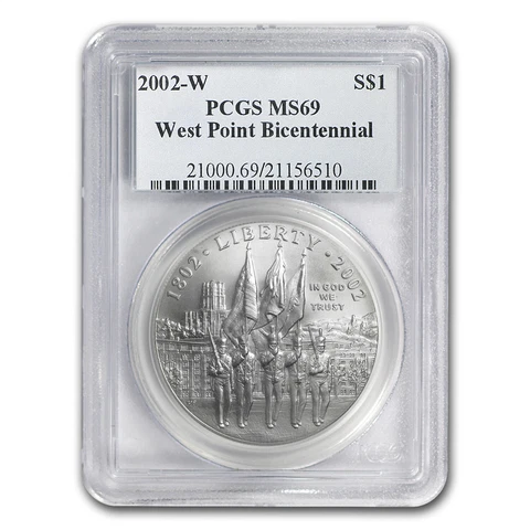 2002-W West Point Bicentennial $1 Silver Commem MS-69 PCGS - SKU#22141 Cover