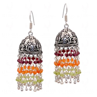 Red #Garnet, Carnelian & Peridot #Gemstone #Earrings In #925  #SterlingSilver - Image 1 of 2
