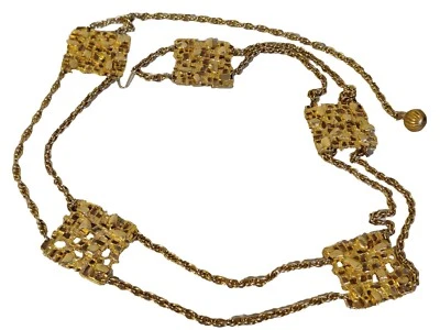 Collar Cinturón Cadena Brutalista Modernista Vintage Firmado Celebridad NY Ajustable Foto 1 de 4