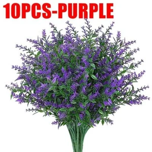10pcs Artificial Flowers Fake Plants Plastic UV Resistant Home In/Outdoor Garden - Picture 1 of 12