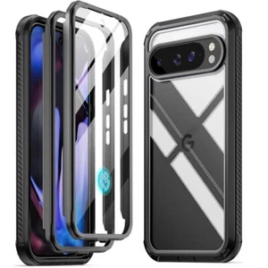 Für Google Pixel 9 / 9 Pro 5G Hülle Integriertes Display 2 Frontrahmen Cover Schwarz - Bild 1 von 7