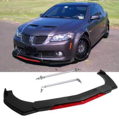 Carbon Style Car Front Bumper Lip Splitter + Strut Rods For Pontiac Grand Prix - Image 1 of 4