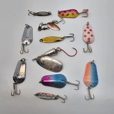 Señuelos de pesca de colección - LOTE DE 11- Blue Fox Super Vibrax Kastmaster Acme Tackle Co Foto 1 de 4