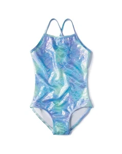 Girls one piece adjustable shiny fish scale swimsuit - Picture 1 of 2
