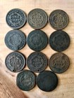 US Large Cent 1800s Mixed Lot of 11 Coronet/Braided Circulated Copper Coins