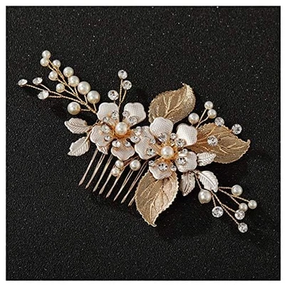 Gold Wedding Hair Comb-Handmade Bridal Hair Clip Wedding Hair Accessories for Wo - Image 1 of 4