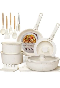 Astercook 21-teiliges Töpfe & Pfannen Set Antihaftbeschichtet, Keramik Kochgeschirr abnehmbarer Griff - Bild 1 von 14