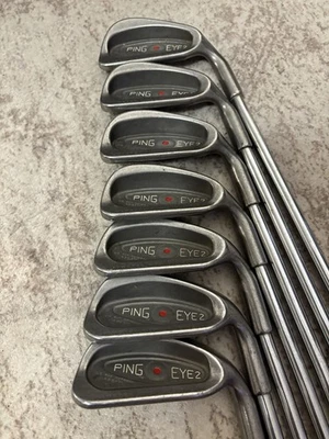  Ping Eye 2 Red Dot Iron Set 3-9 & PW (missing 4) Original Shaft and Grip  - Image 1 of 4